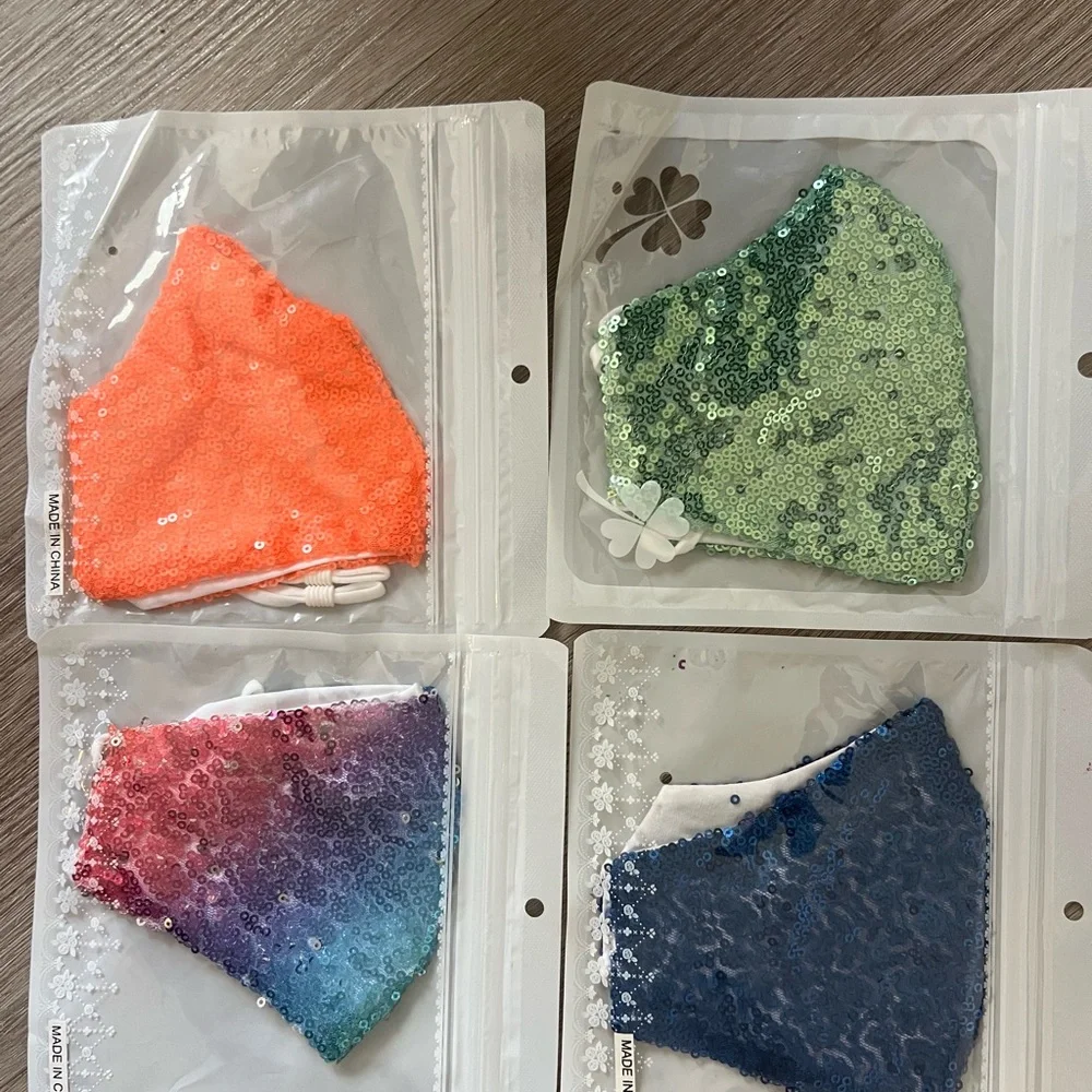 4 Sequin Face Masks in Multiple Colors